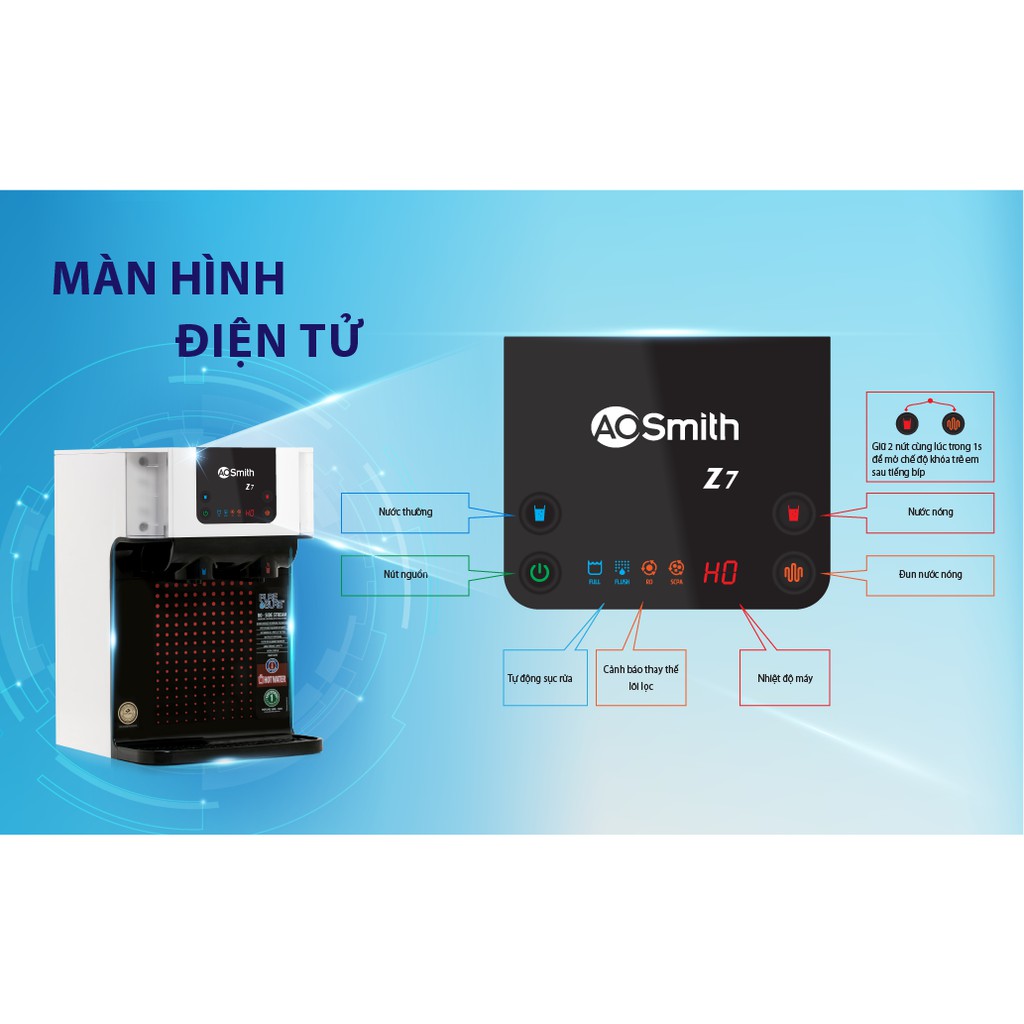 Máy lọc nước tinh khiết  A. O. Smith Z7 ( THƯƠNG HIỆU MỸ - BẢO HÀNH 12 THÁNG )