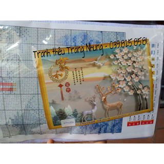 Tranh thêu chữ thập Hươu tài lộc H0890 76x54cm
