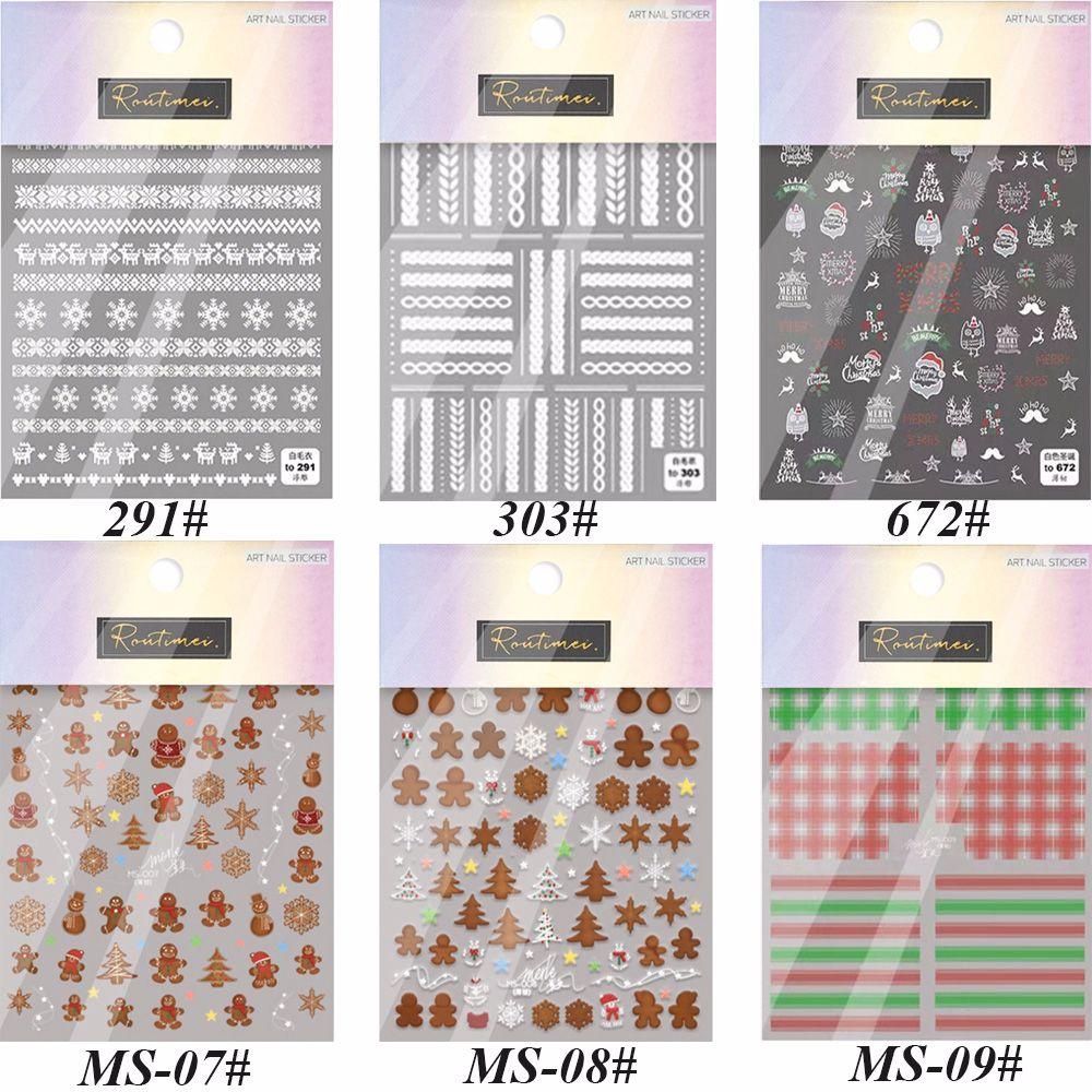 Miếng Dán Họa Tiết Hoa Tuyết Tuần Lộc / Người Tuyết Dập Nổi 3D Trang Trí Móng