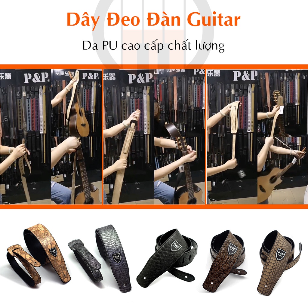 [24 Mẫu] Dây Đeo Đàn Guitar Cao Cấp Đẹp Cá Tính (Da ​​PU, Similar, Vải Thổ Cẩm)