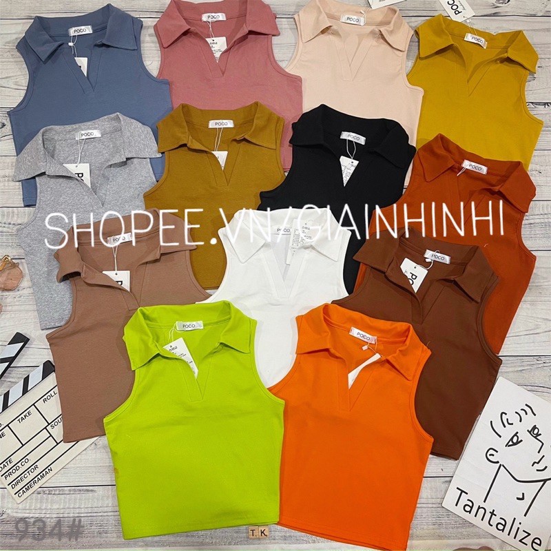 [Mã SKAMFSW175 giảm 10K đơn 50K] Áo phông, Áo thun croptop cổ đức sát nách PC934 - NhiNhi Shop