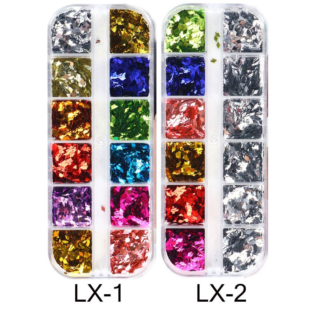 Hộp 12 Ngăn Đựng Hạt Kim Sa Lấp Lánh Tự Trang Trí Móng Tay