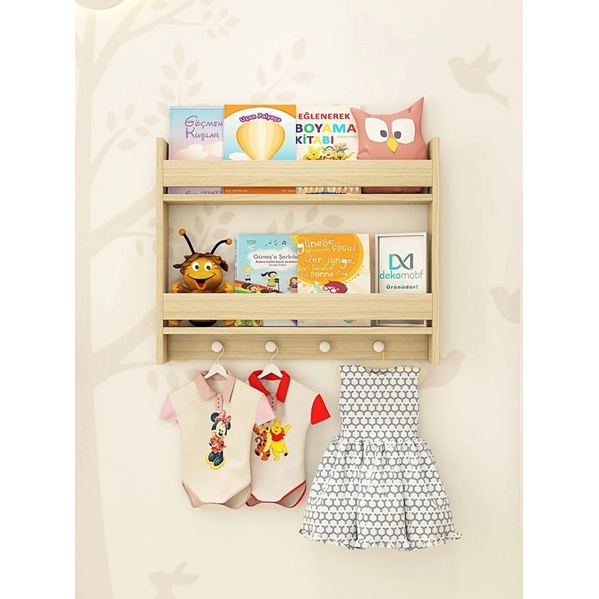 Kệ đa năng treo tường, kệ sách gỗ trẻ em montessori chất liệu gỗ an toàn cho trẻ em tiêu chuẩn xuất khẩu