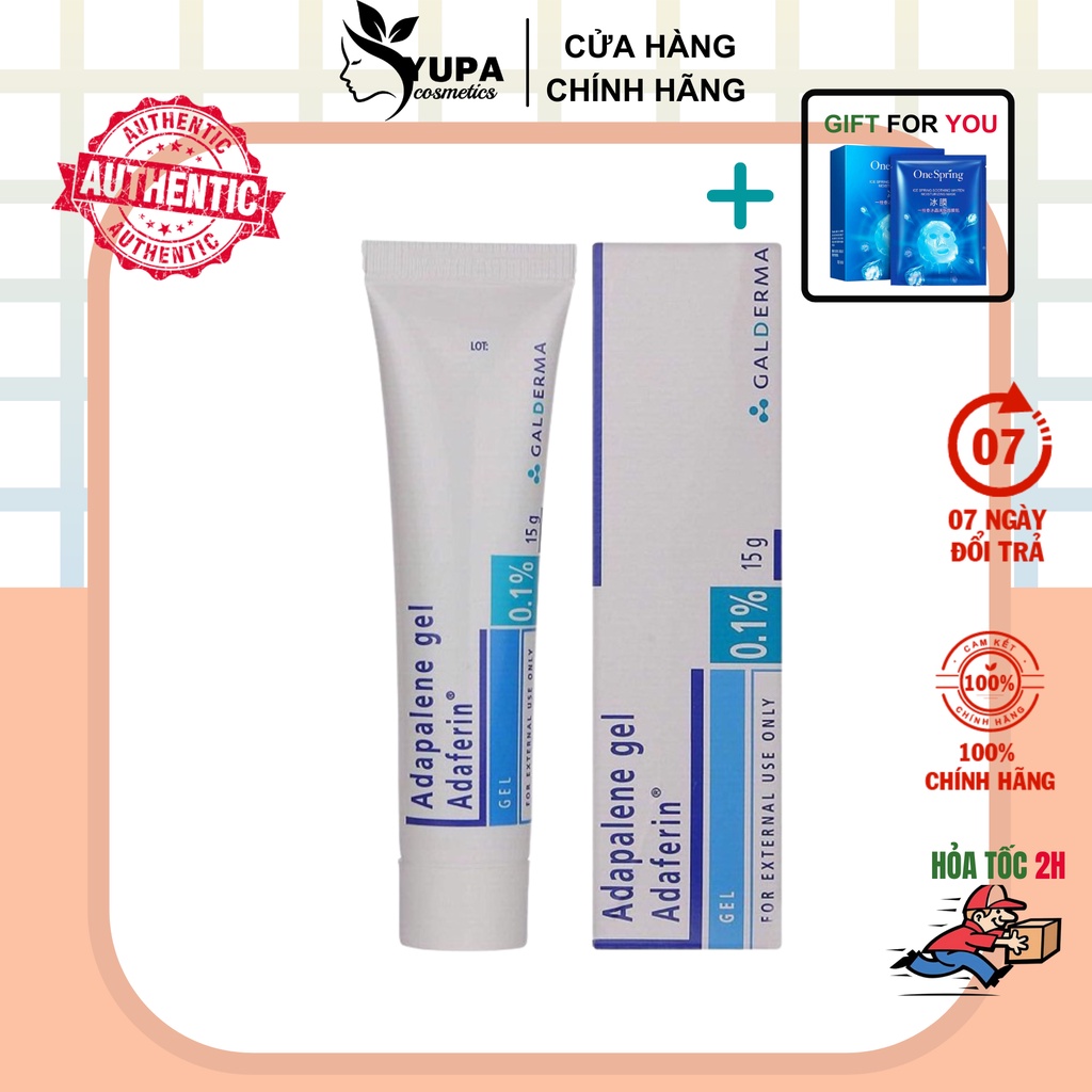 Kem Adapalene Gel 0.1 Adaferin Chính Hãng giúp giảm mụn ẩn mụn trứng cá mụn đầu đen hiệu quả 15g - YUPA.STORE