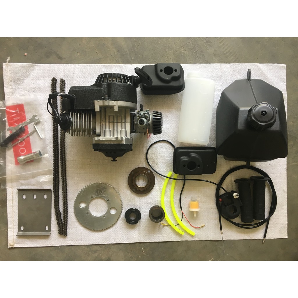 BỘ CHẾ XE ĐỘNG CƠ XĂNG 50CC CHẾ KHUNG SƯỜN XE ĐẠP