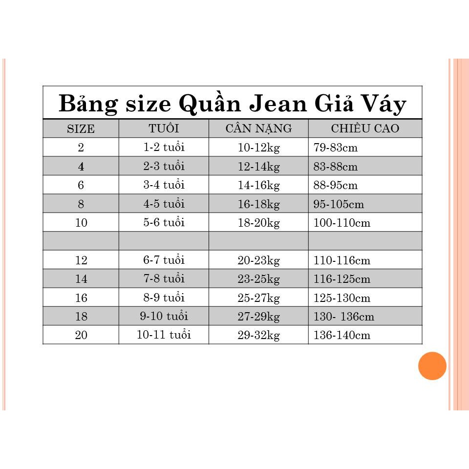 Quần Jean Giả Váy Bé Gái, Quần Sort Jean Giả Váy, Năng Động Thể Thao