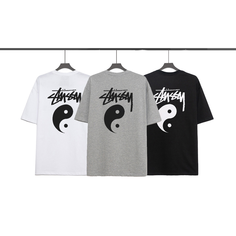 STUSSY Áo thun tay ngắn cổ tròn dáng rộng ST8 #