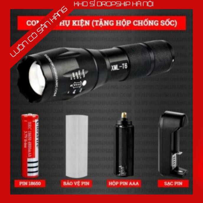[HOT] Đèn pin siêu sáng bóng led xml t6 police bin mini cầm tay chống nước tự vệ chuyên dụng   -KSHN