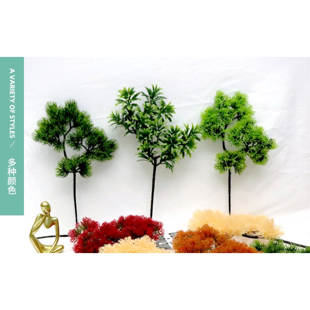 Cành lá Tùng bách bằng nhựa làm cây bonsai decor tiểu cảnh sân vườn