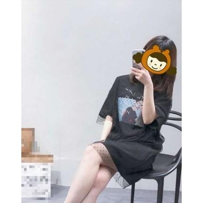 Váy bầu dáng suông phối ren lưới cá tính w160