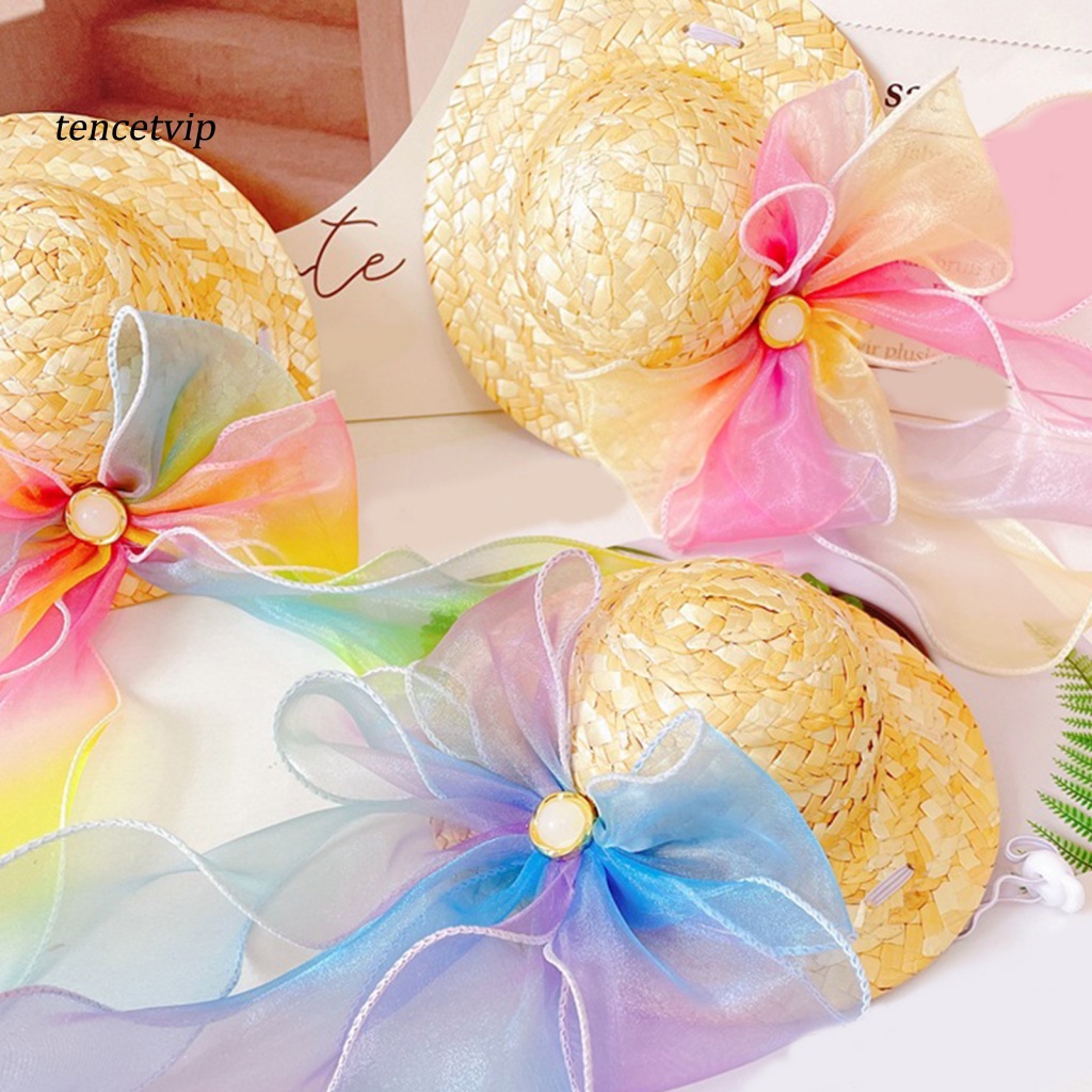 Mũ Rơm Đính Nơ Chống Nắng Cho Thú Cưng