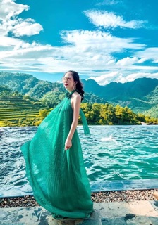 Đầm maxi dập ly hở lưng 3 màu