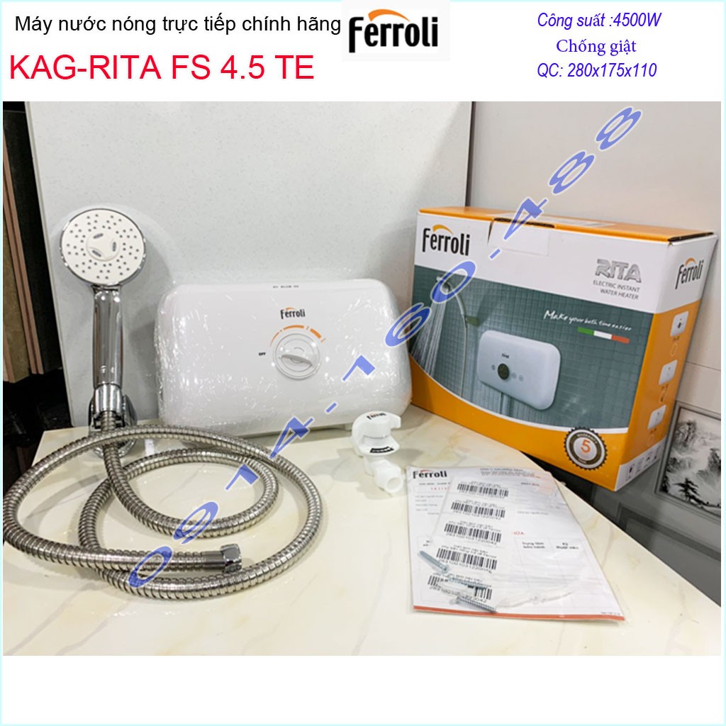 Máy nước nóng Ferroli rita KAG-RITA FS4.5TE, Best sales máy nước nóng trực tiếp chống giật sử dụng tốt hiệu suất tốt