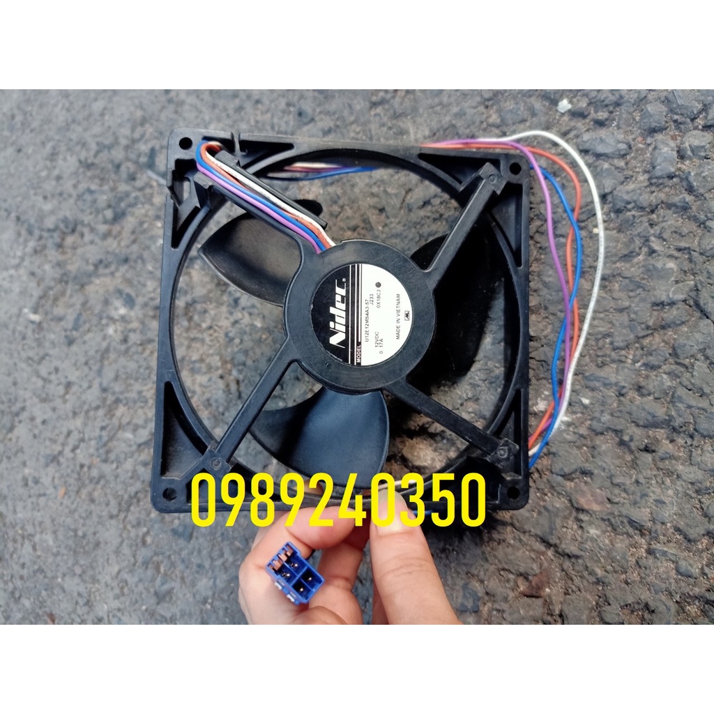 Quạt tủ lạnh Hitachi 12V 4 dây (vuông 12,5 x 12,5cm)