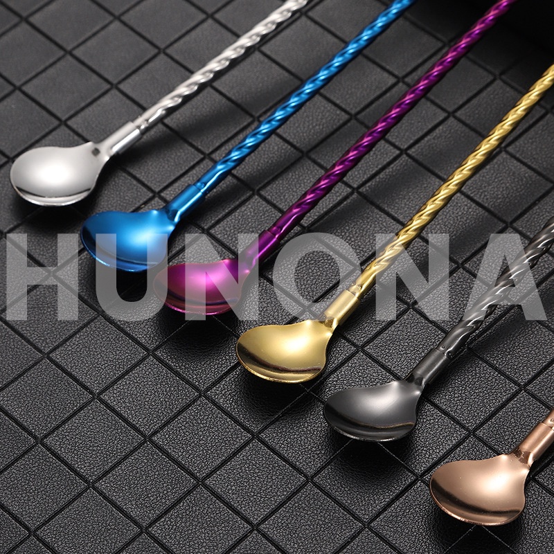 Ống hút inox 304 kèm muỗng tiện lợi, thìa kiêm ống hút nhiều màu vừa hút vừa khuấy - HUNONA