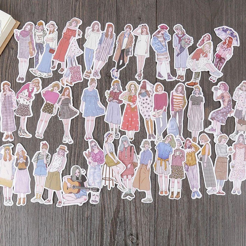 Set 100 Sticker Dán Trang Trí Sổ Tay DIY Hình Cô Gái Mori