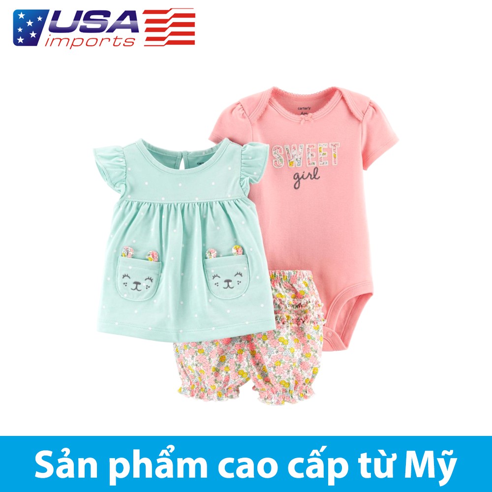 Set 3 món áo liền quần kèm quần short Car-tờ Auth Từ Mỹ (16651710)