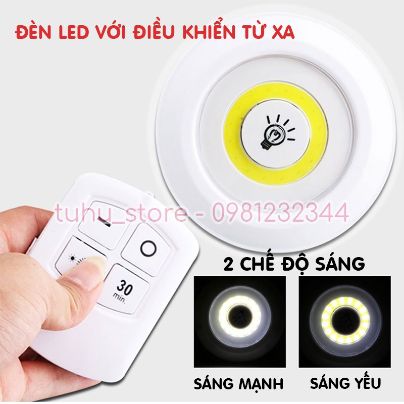 Bộ 3 đèn LED mini gắn tường tủ, có điều khiển từ xa, có chức năng hẹn giờ tắt