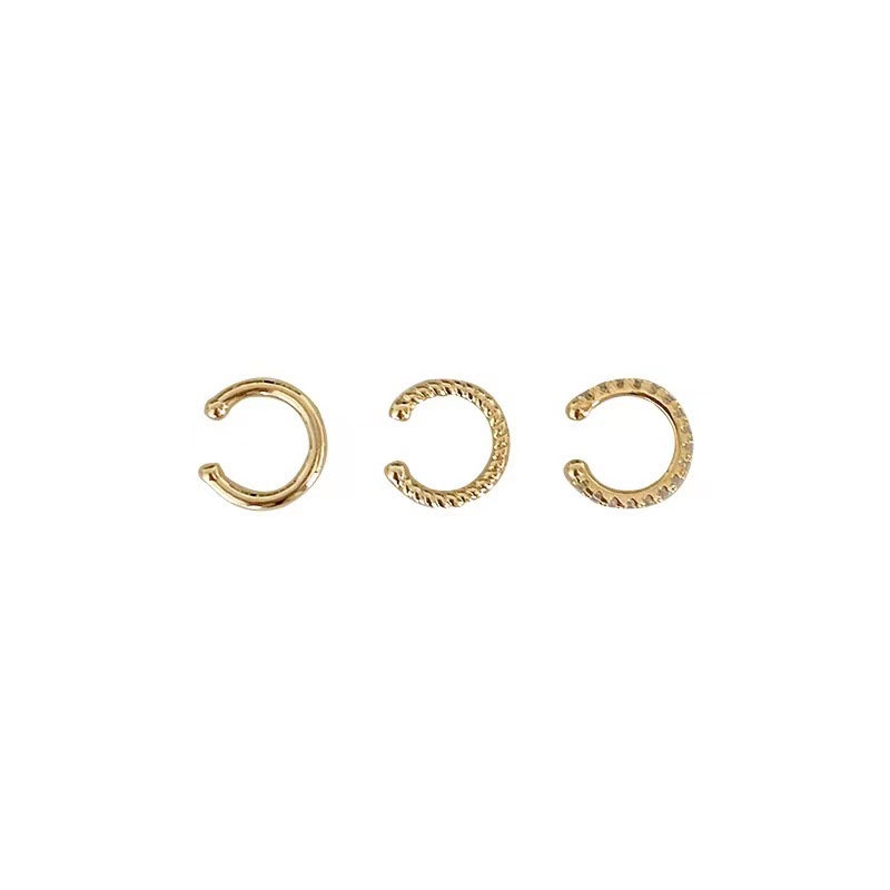 Set 3 Khuyên Tai Tròn Mạ Bạc 925 Đơn Giản