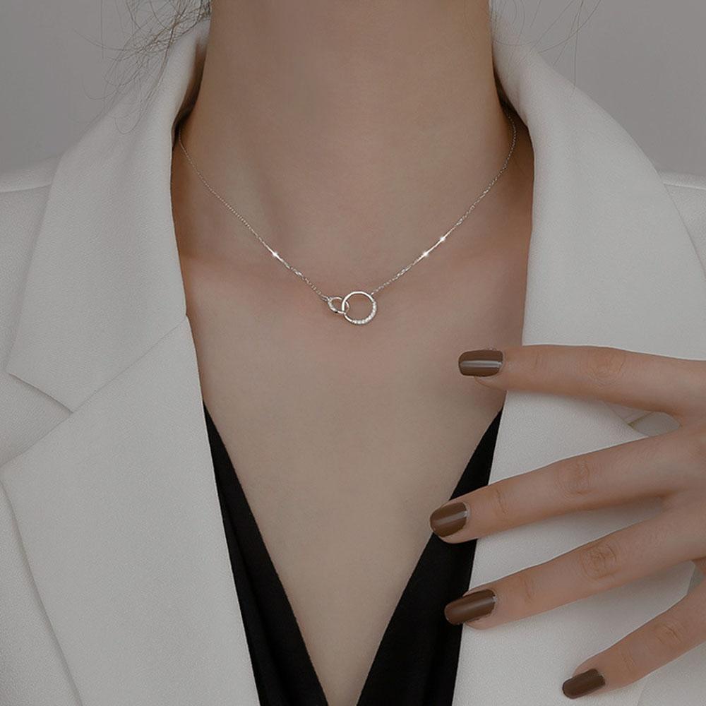Dây Chuyền Mặt Tròn Đính Đá Zircon Thanh Lịch Cho Nữ|Vòng Cổ Choker Hợp Kim Màu Sắc