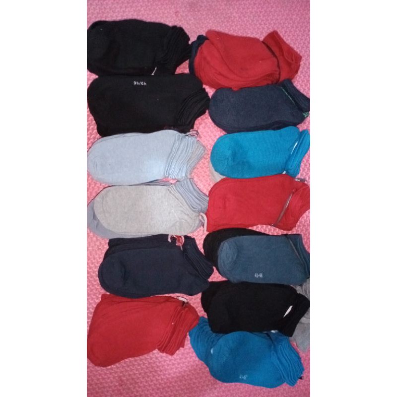 Màu Sắc Color Plain Ankle Socks (1 Dozen)