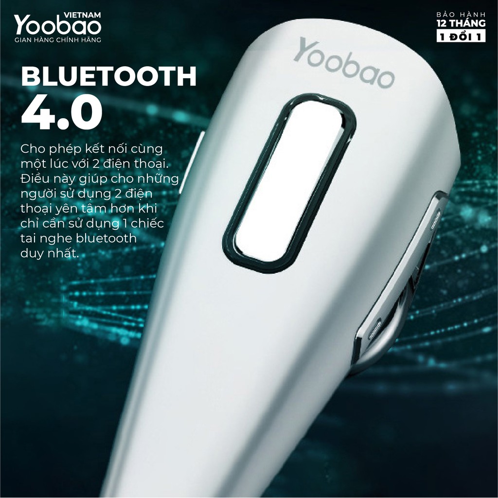 Tai nghe Bluetooth 4.0 Yoobao YBL 105 Khử tiếng ồn - Hàng phân phối chính hãng - Bảo hành 12 tháng 1 đổi 1