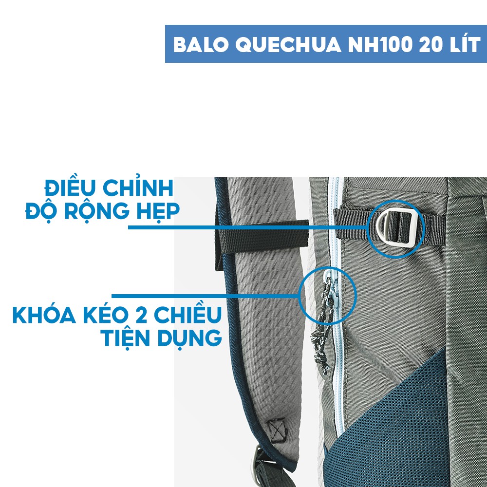 Balo Thể Thao Leo Núi, Dã Ngoại QUECHUA NH100 20 Lít Tiện Dụng - Nâu kaki