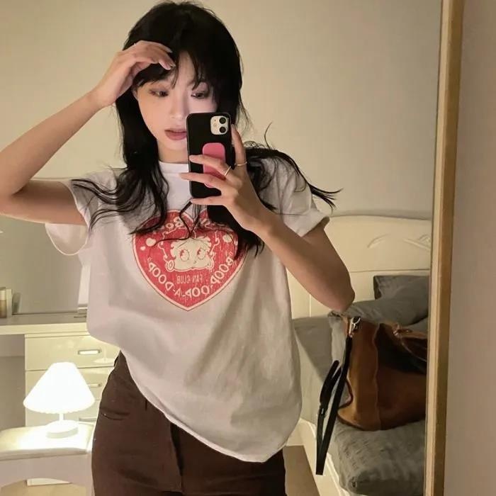 Áo thun HIIXIIVI 100% cotton tay ngắn cổ tròn thời trang mùa hè phong cách Hàn Quốc cho nữ 2022