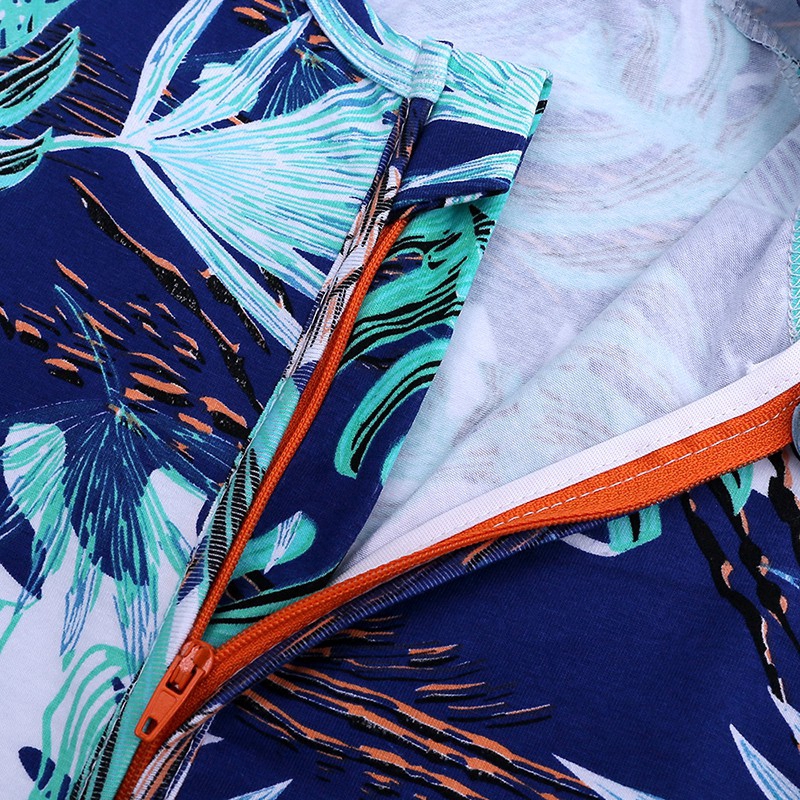 Áo liền quần MANVIN BABY làm từ cotton 100% tay ngắn phối dây kéo dễ thương cho bé