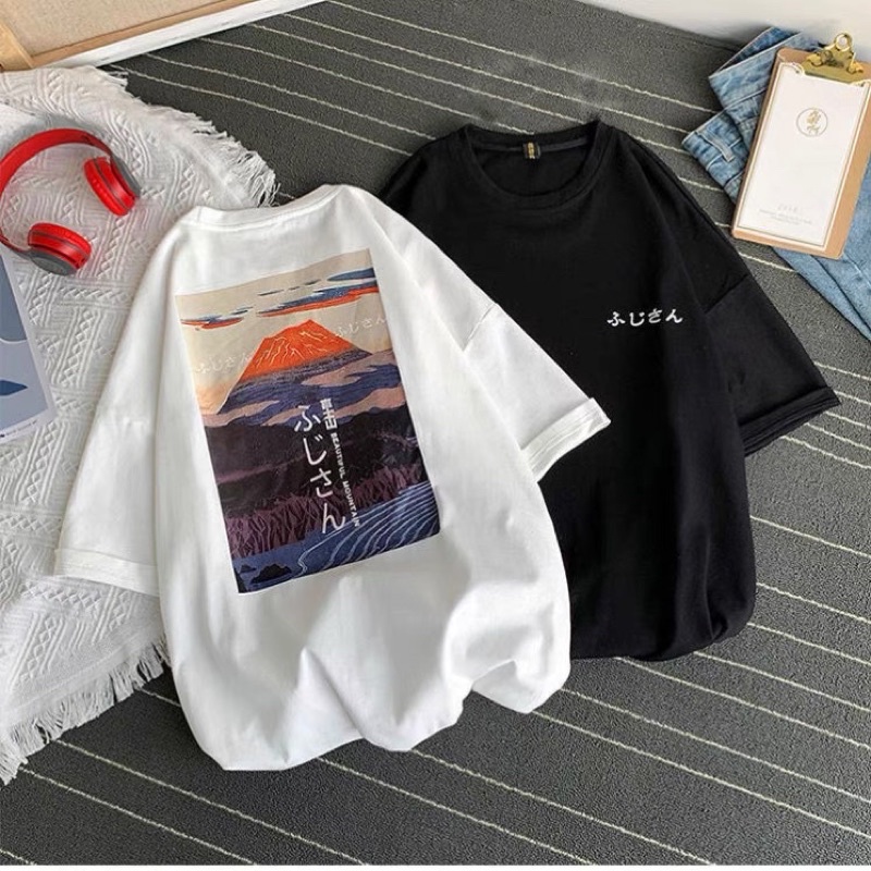 Áo thun tay lỡ nam nữ, áo phông unisex form rộng chất cotton mát mịn thấm hút mồ hôi in hình Núi.