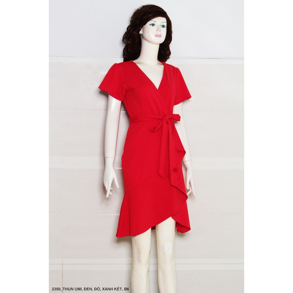 Đầm váy thun cổ tim vạt chéo tay phồng đi làm, đi tiệc, đi chơi đều được (có nhiều màu và kích thước)