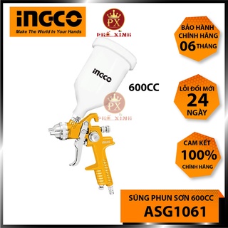 Máy phun sơn khí nén INGCO ASG1061 | súng phun sơn Vòi phun tiêu chuẩn 1,4mm, dung tích bình sơn 600cc phun sơn gỗ, sơn