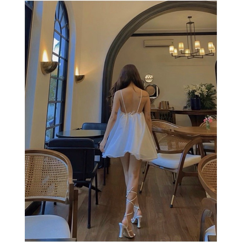 Đầm Trắng NEPHE DRESS xinh như nàng thơ chất vải voan 2 lớp dày dặn thiết kế 2 dây hở lưng quyến rữ | BigBuy360 - bigbuy360.vn