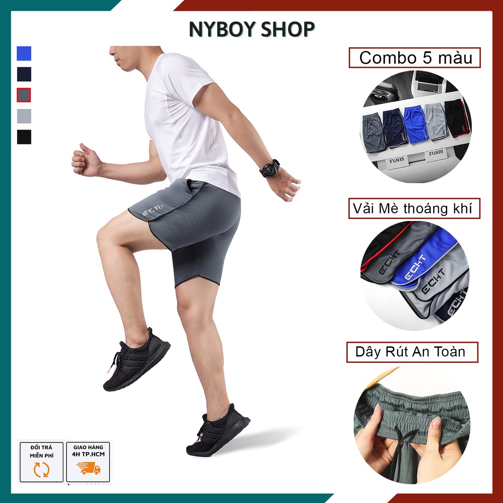 Quần đùi thun nam thể thao 𝗘𝗖𝗛𝗧 quần short nam thể thao đẹp tập gym mặc nhà chạy bộ chất vải mè thái 𝗤𝗗𝗘𝗖𝗛𝗧