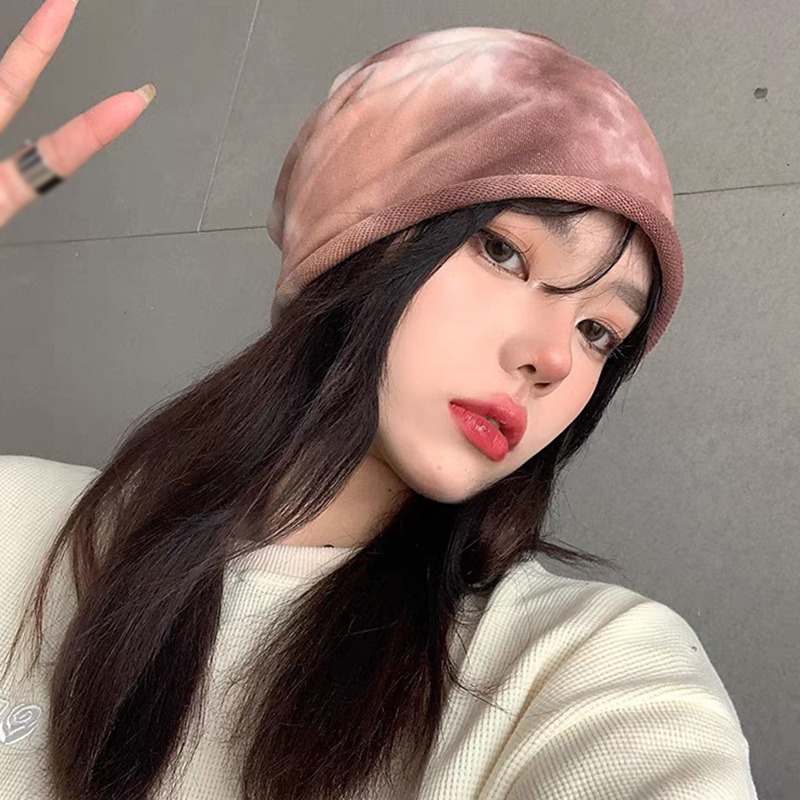 Mũ beanie mềm mại họa tiết nhuộm màu thời trang mùa đông cho nam và nữ