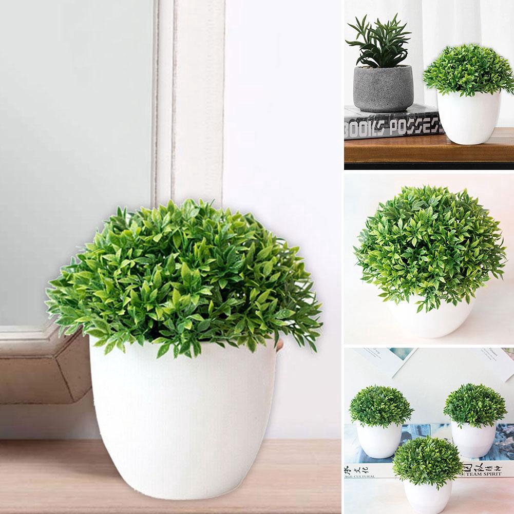 Chậu cây giả nhỏ hình tròn trang trí cho nhà/văn phòng Y6E9