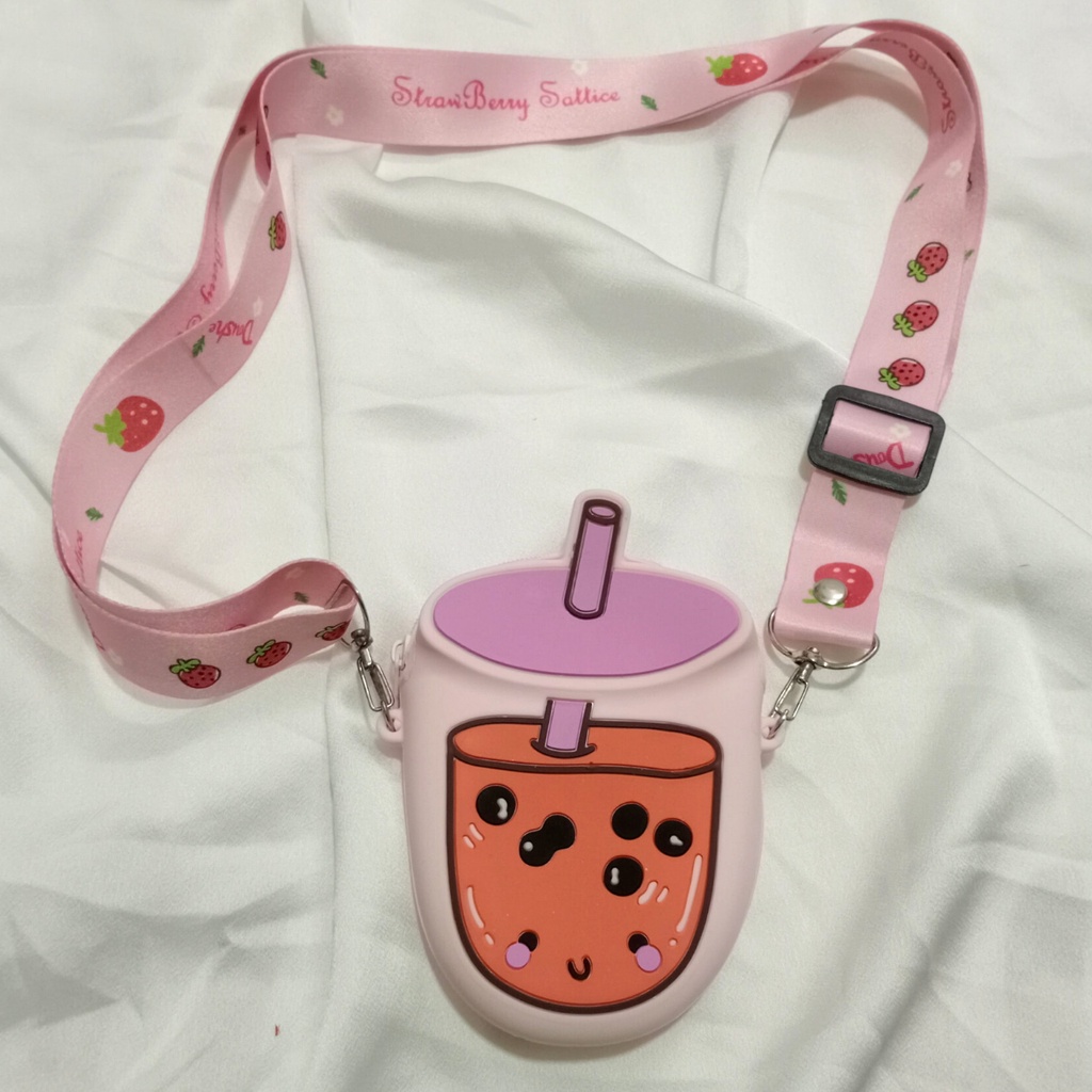 Túi Đeo Chéo Silicon Mini Cho Bé  Hình Hoa Quả Và Trà Sữa Cực Cute