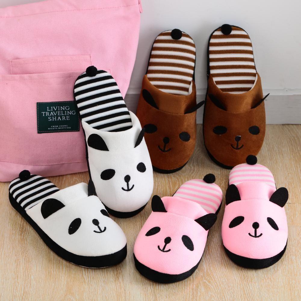 Dép Bông Đi Trong Nhà Mềm Mại Họa Tiết Kẻ Sọc Thời Trang Mùa Đông
