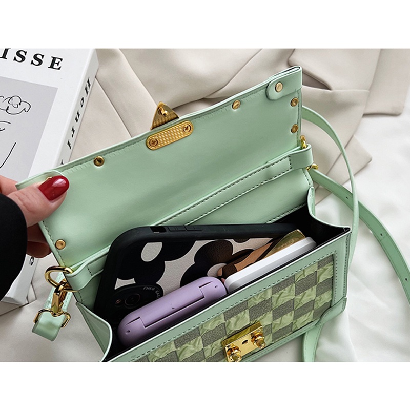 IELGY Túi Đeo Chéo Hình Vuông Cỡ Nhỏ Họa Tiết Kẻ Sọc Thời Trang Cho Nữ