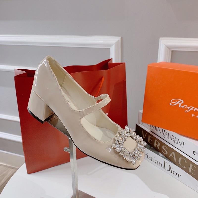 giày búp bê đá đế vuông 5cm