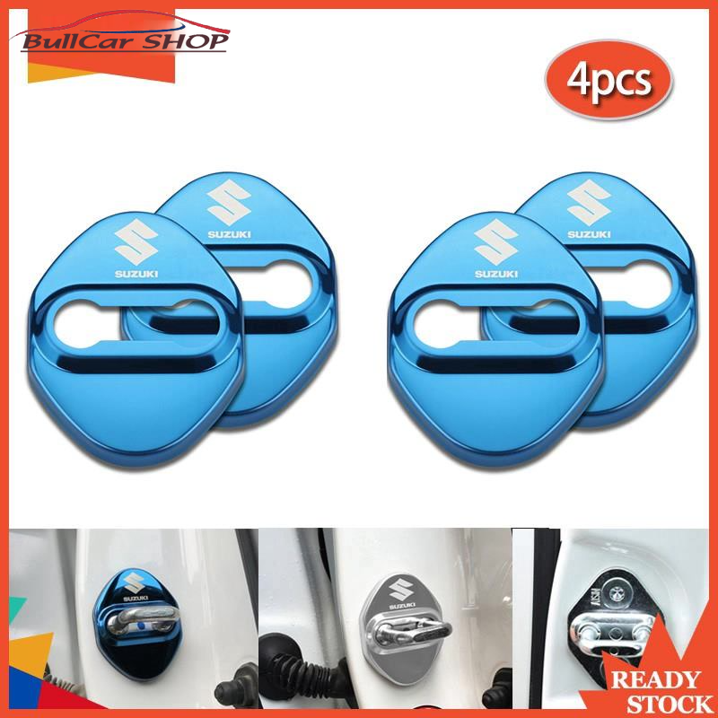 Set 4 Khóa Cửa Xe Suzuki Bằng Thép Không Gỉ Ertiga, Swift, XL7 Da Carbon
