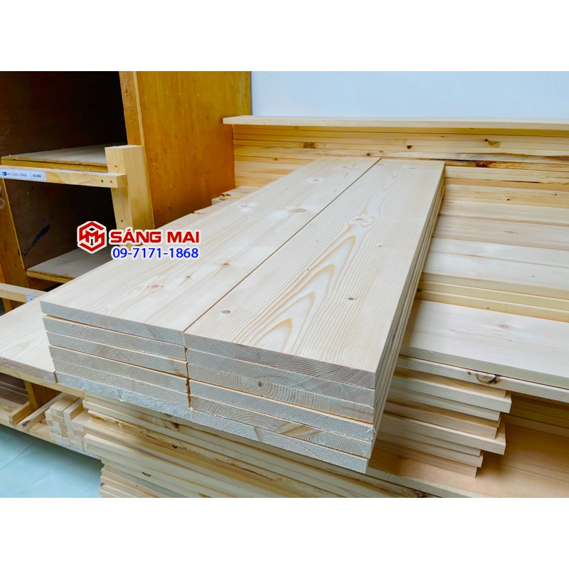 [MS51] Tấm gỗ thông mặt rộng 24cm x dày 2cm x dài 1m2 + láng nhẵn mịn 4 mặt