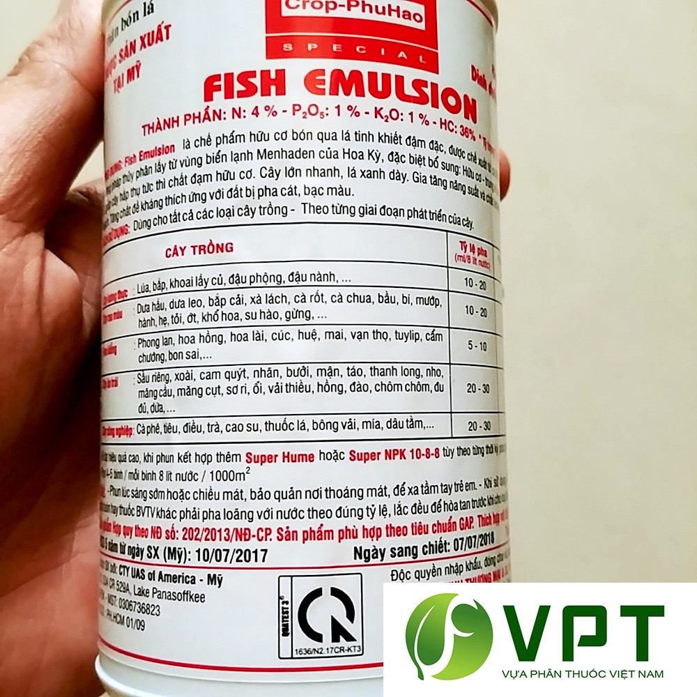 Phân cá Phú Hào Fish Emulsion USA chai 250ml