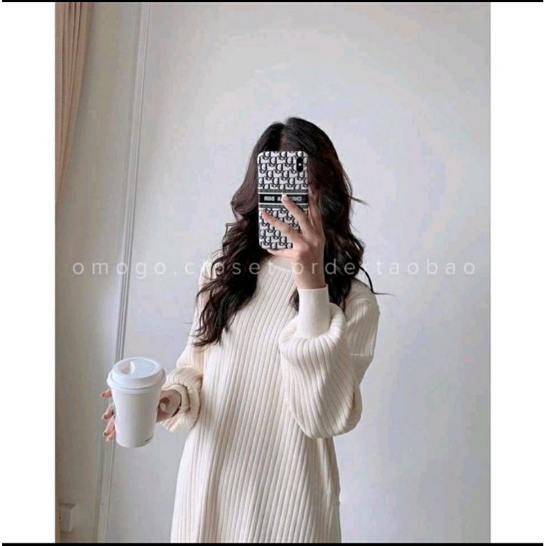 VÁY LEN NỮ DÁNG SUÔNG DÀI TAY, VÁY DÁNG SUÔNG TAY BỒNG CHẤT TIXI ĐẸP