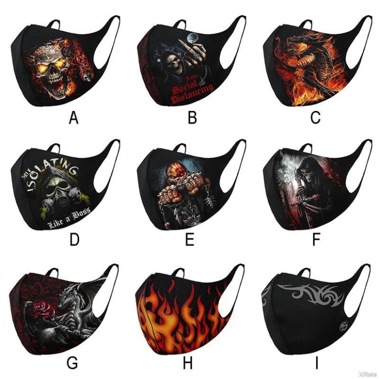 Khẩu Trang Cotton Chống Bụi Thoáng Khí Họa Tiết Đầu Lâu Halloween Cho Nam Nữ | BigBuy360 - bigbuy360.vn