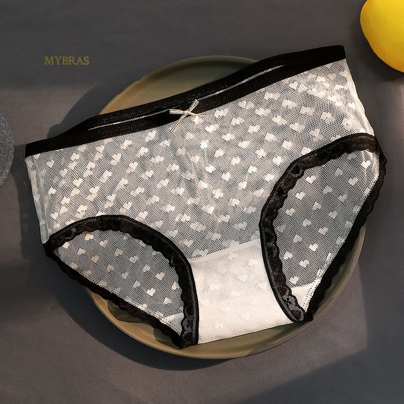 Quần Lót Lưng Vừa Siêu Mỏng Phối Ren Trong Suốt Chống Vi Khuẩn Thoáng Khí Cho Nữ