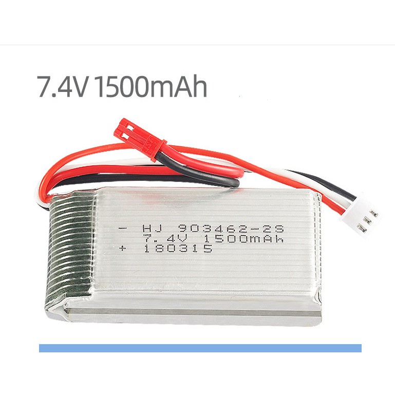 Pin 7.4v 1500mah T Pin sạc đồ chơi điều khiển có mạch bảo vệ xả 25c