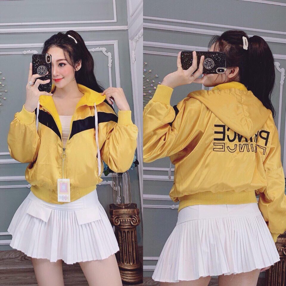 ÁO khoác dù nữ phối sọc xhéo hình thật