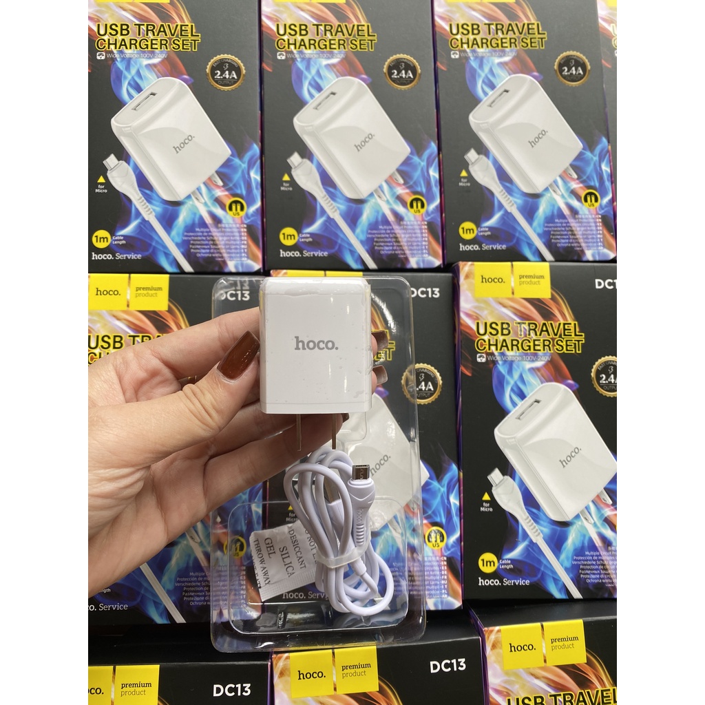 Bộ sạc nhanh Hoco DC13 - Kèm dây sạc chân micro - Hàng chính hãng bảo hành 12 tháng
