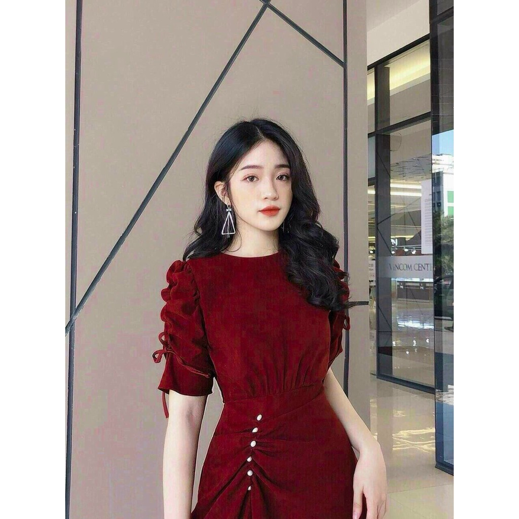 Đầm xòe nhún đính cườm thanh lịch Rose Fashion